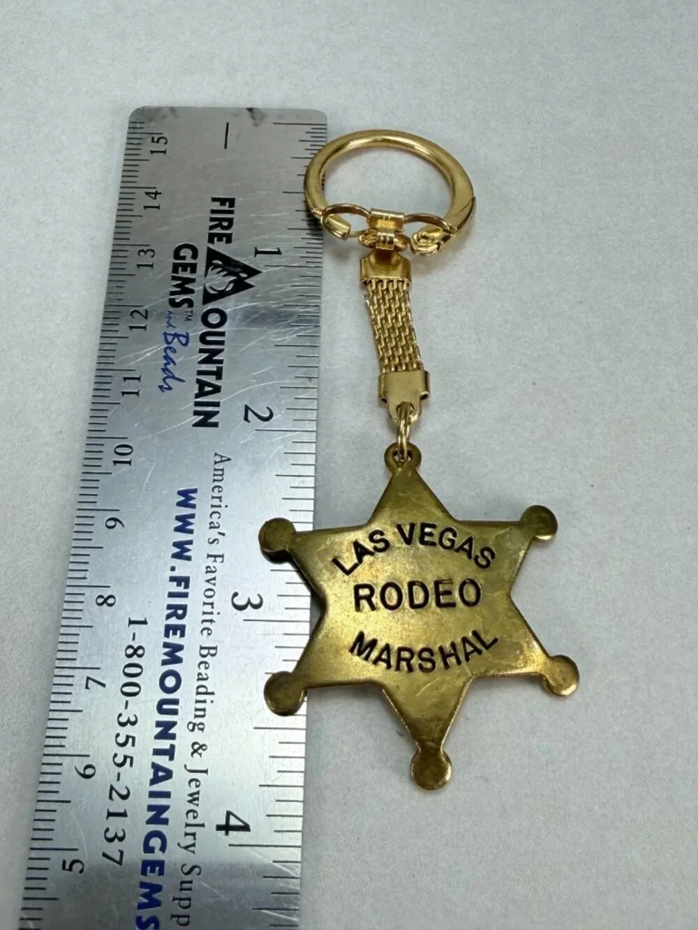 Vintage Las Vegas Rodeo Marshal Sheriff Star Brass Keychain Souvenir Collectible